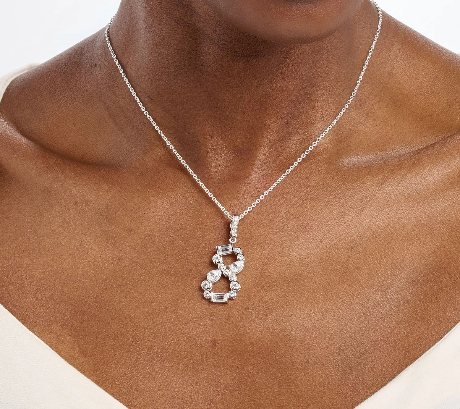 Diamonique x Lulu Frost Number Charm Enhancer, Sterling Silver