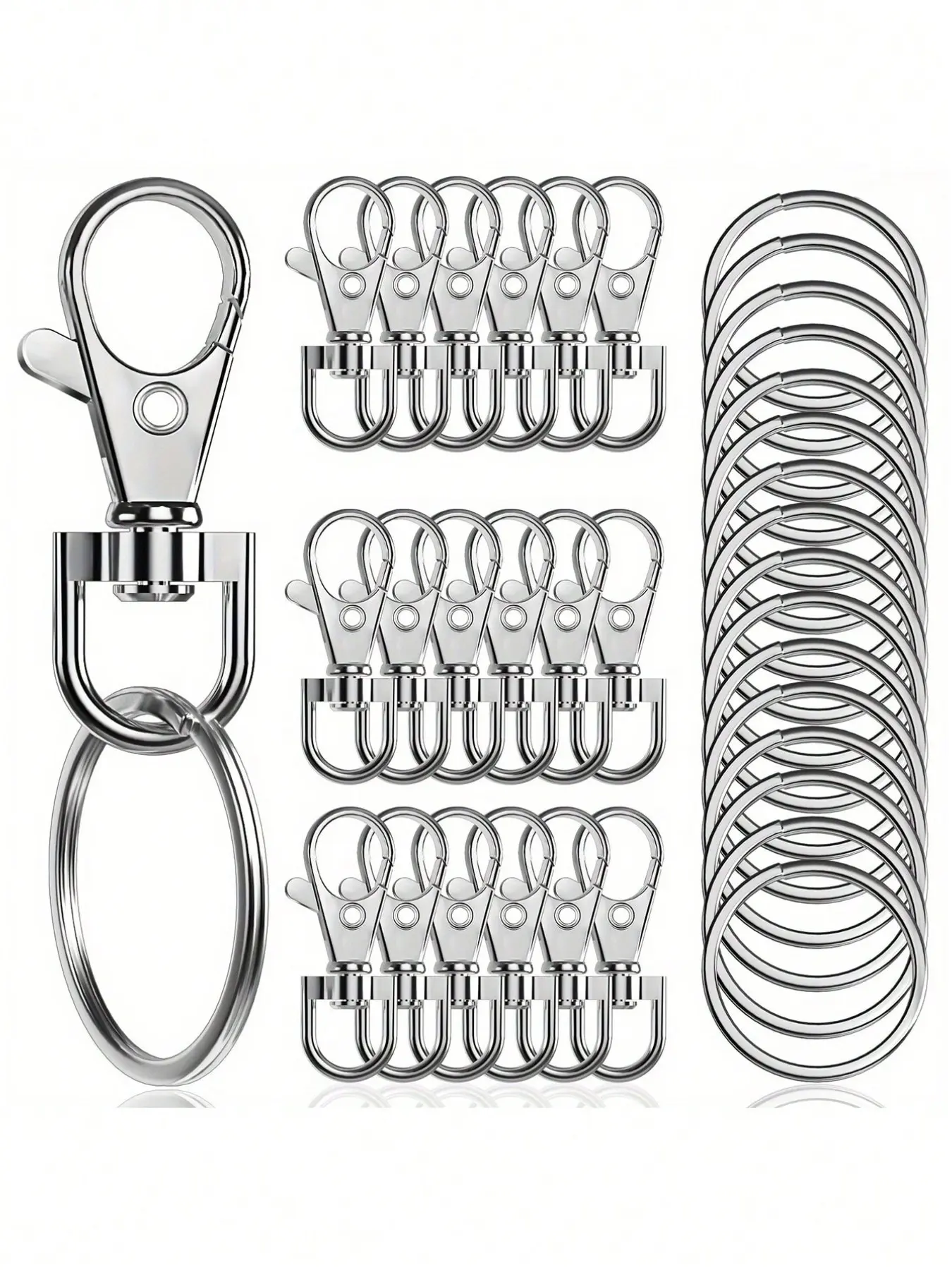 50-Piece Rotating Lobster Keychain Set, Includes 25 Keychains & 25 Keyrings, DIY Handmade Valentine's Day Gift for Men & Women, Clip, Bag Charms, Keychain For Bags, Keychain Accessories, Matching Keychain Set