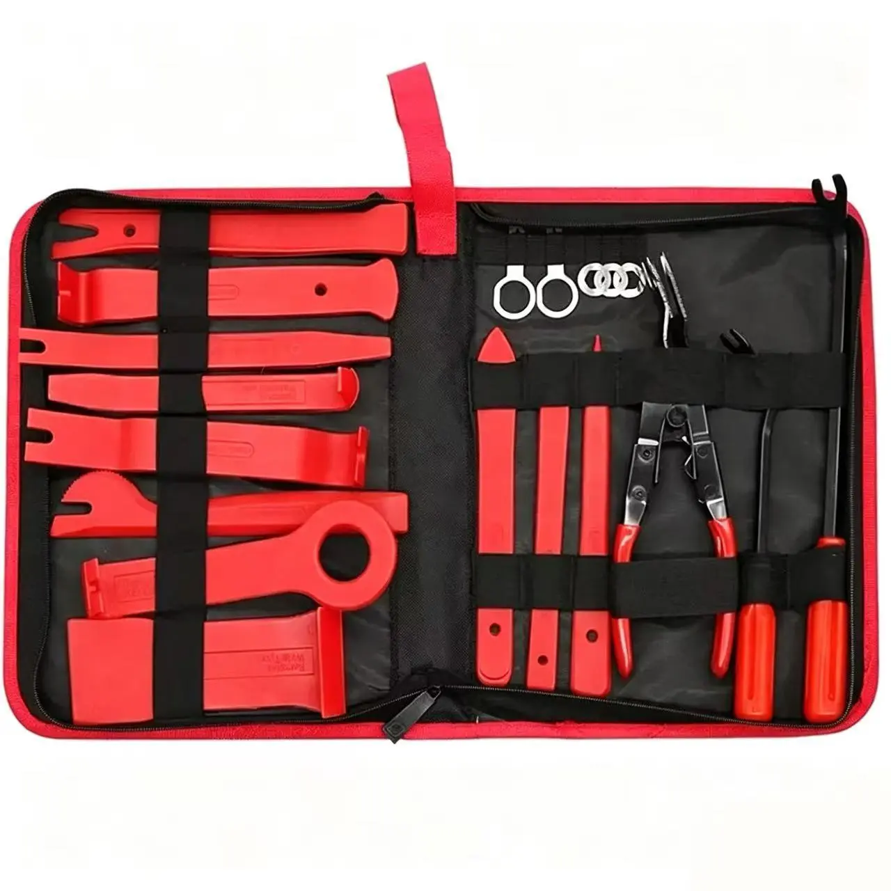 19-piece trim removal tool set, car panel and door speaker trim removal toolkit, nylon tool kit for installing the vehicle dashboard radio and speakers, with storage bag