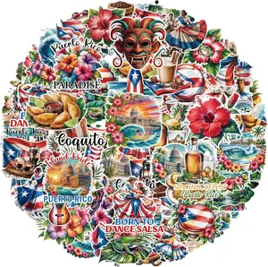 Puerto Rico Souvenirs Stickers - 100 Pcs Travel Waterproof Decals Bulk for Puerto Rican Adults Men Women Carribbean Landmark Holiday Gift for Phone Laptop Water Bottle Journal Scrapbook Guitar