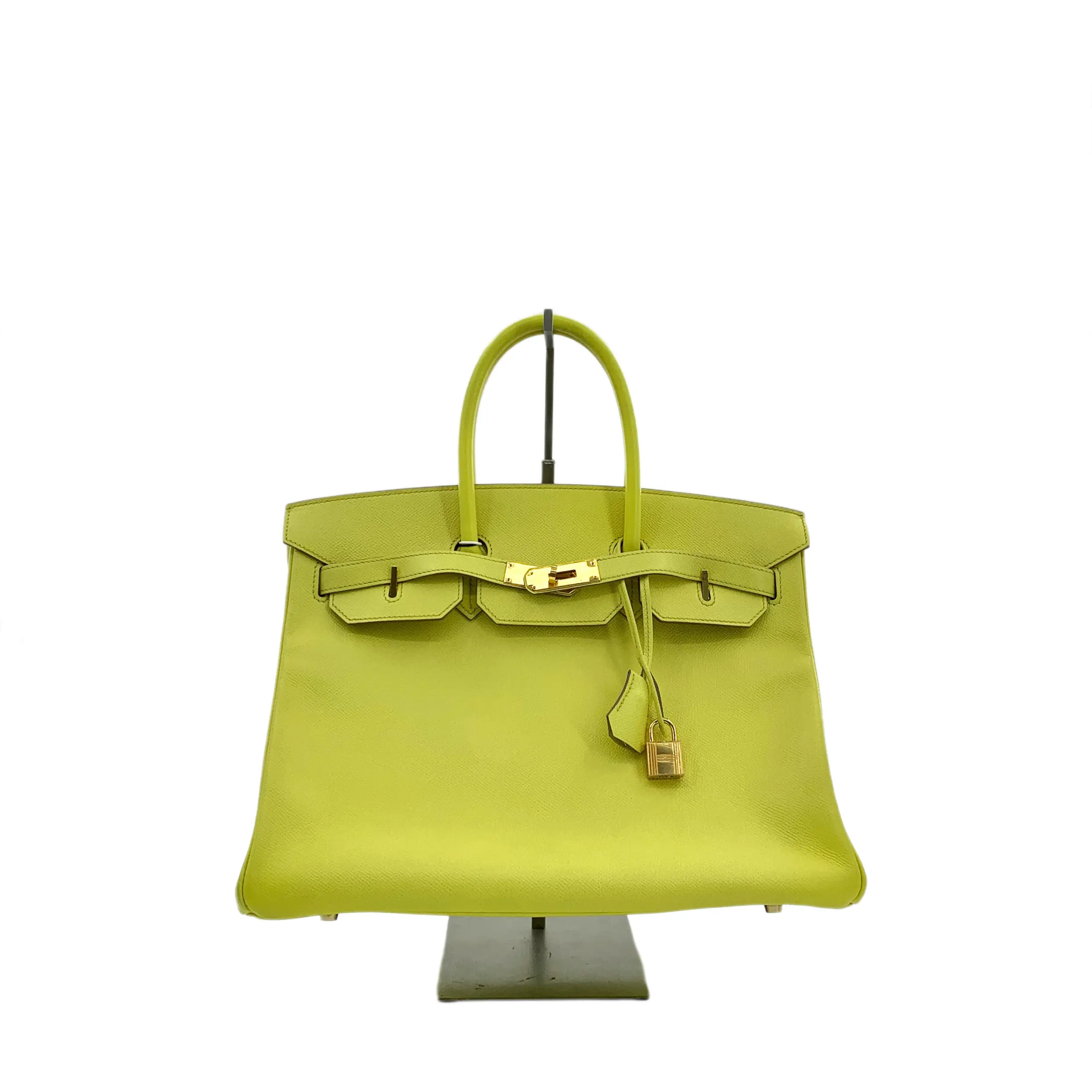 Pre-owned HERMÈS Leather Tote Bags RDLT Hermes Birkin 35 Lime Epsom Gold Hardware Handbag