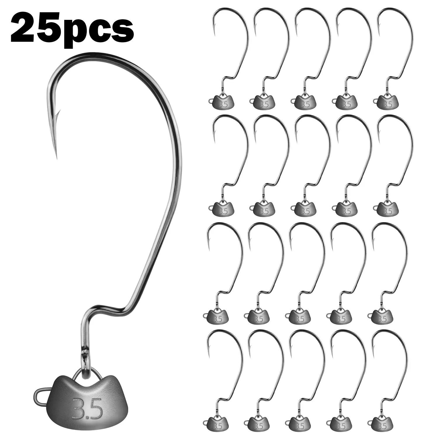 25 Pack Swing Weedless Ned Rig Jig Heads, Finesse Mushroom Shaky Jigheads 1/16 3/32 1/8 3/16 1/4oz for Bass Fishing