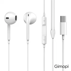 Gimopi USB-C Wired Earphones, HiFi Stereo Sound & Built-in Mic, No Charging Needed,Plug & Play USB-C Headphones with Mic,No Battery Anxiety.