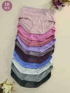 Women's Plus Size Underwear Set, Breathable Lightweight Elastic Waistband Panties, Comfortable All-Season Plain Design, Multiple Colors Available