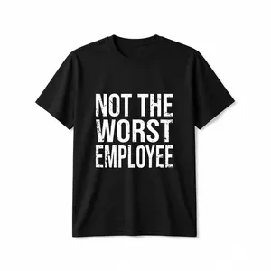Men's Short-Sleeve Cotton Tshirt - Unisex Round Neck Graphic Top, Hilarious "Not The Worst Employee" Distressed Print, Lightweight Breathable Streetwear Casual Wear, S-XXXL