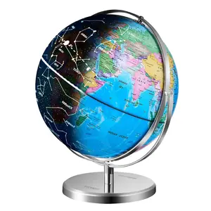 【DealsForYouDays】VEVOR 9 in Illuminated World Globe with ABS Heavy Metal Base, LED Constellation Night Light, HD Printed Map, Spinning Visual Learning Tool for Kids' Classroom Learning Materials, Astronomy Education