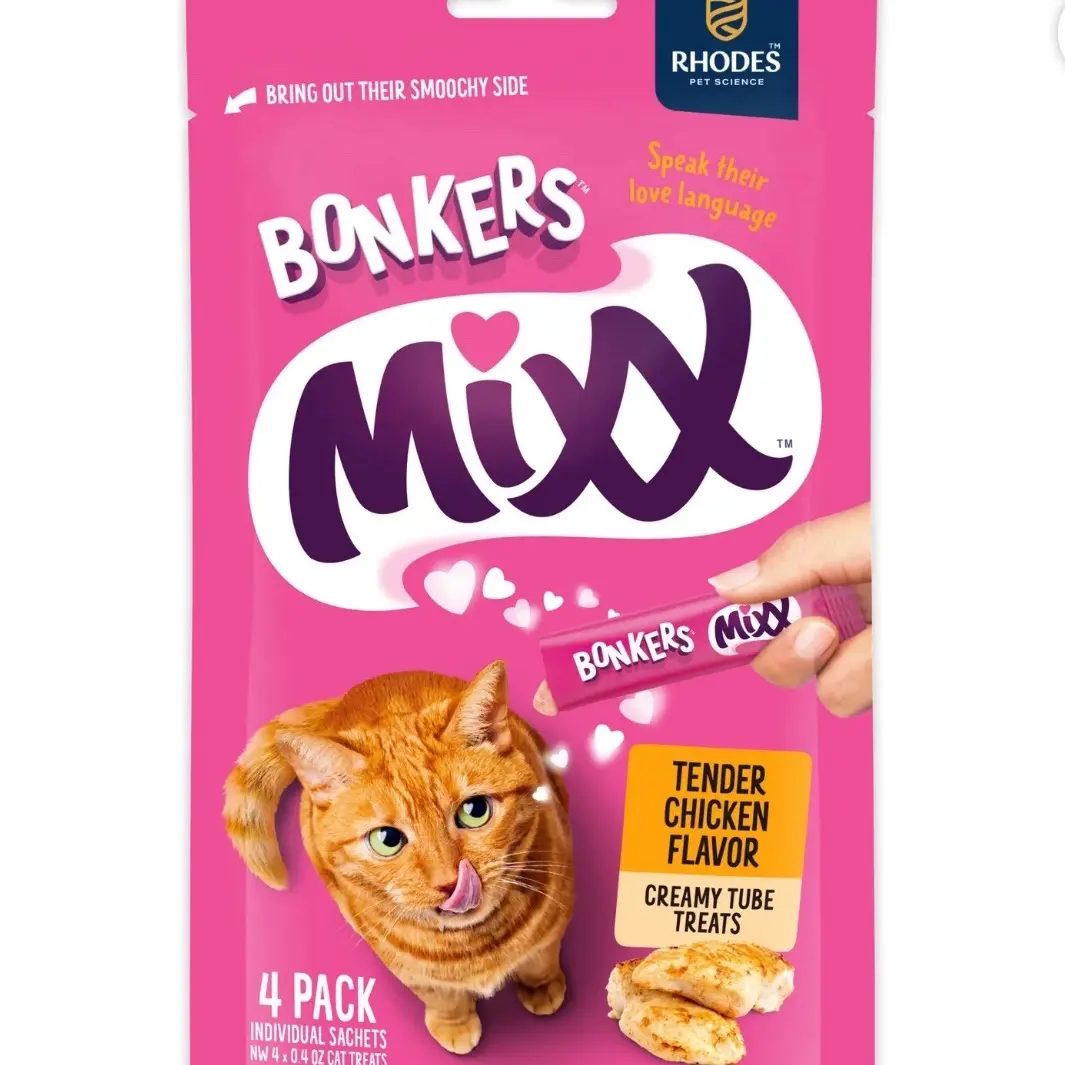 BONKERS Creamy Tube Cat Treats - Chicken Flavored (4 Pack)