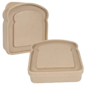 Sandwich Containers for Lunch Boxes, Plastic Toast Shape Food Storage Box with Lid BPA Free, Reusable, Microwave & Dishwasher Safe