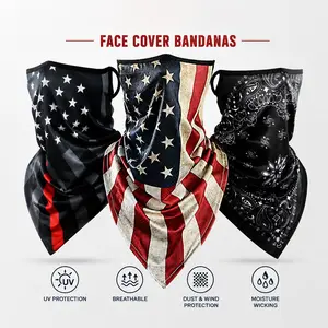 American Flag Neck Gaiter Face Mask with Ear Loops | PatriotTok BikerTok OutdoorTok SunSafeTok FreedomCore USA Style | UPF 50+ UV Protection Quick Dry Breathable Multi Use Gaiter, Scarf Headband, Athletic Face Cover for Men Women Outdoor Sports