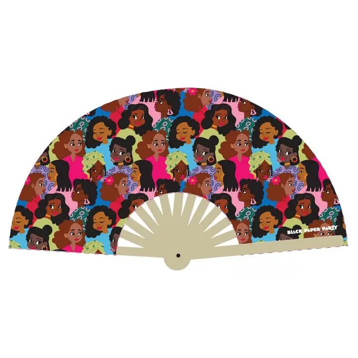Black Paper Party “All the Ladies” Folding Fan – 13″ × 25″