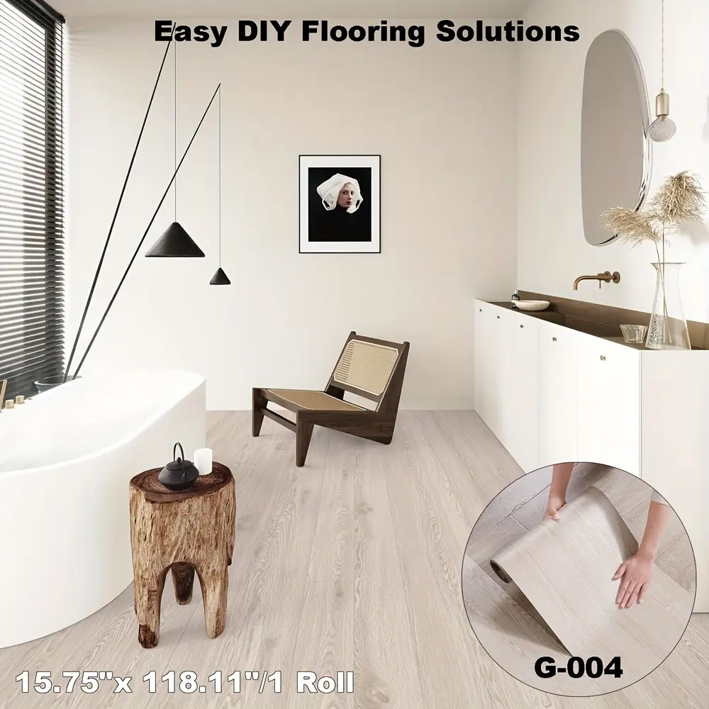 2Roll/4Roll/ Self-Adhesive Wood Grain Pattern Vinyl Flooring Roll, Peel And Stick Flooring, Soundproof Waterproof Thickened Floor Covering, DIY Removable Wallpaper for Living Room