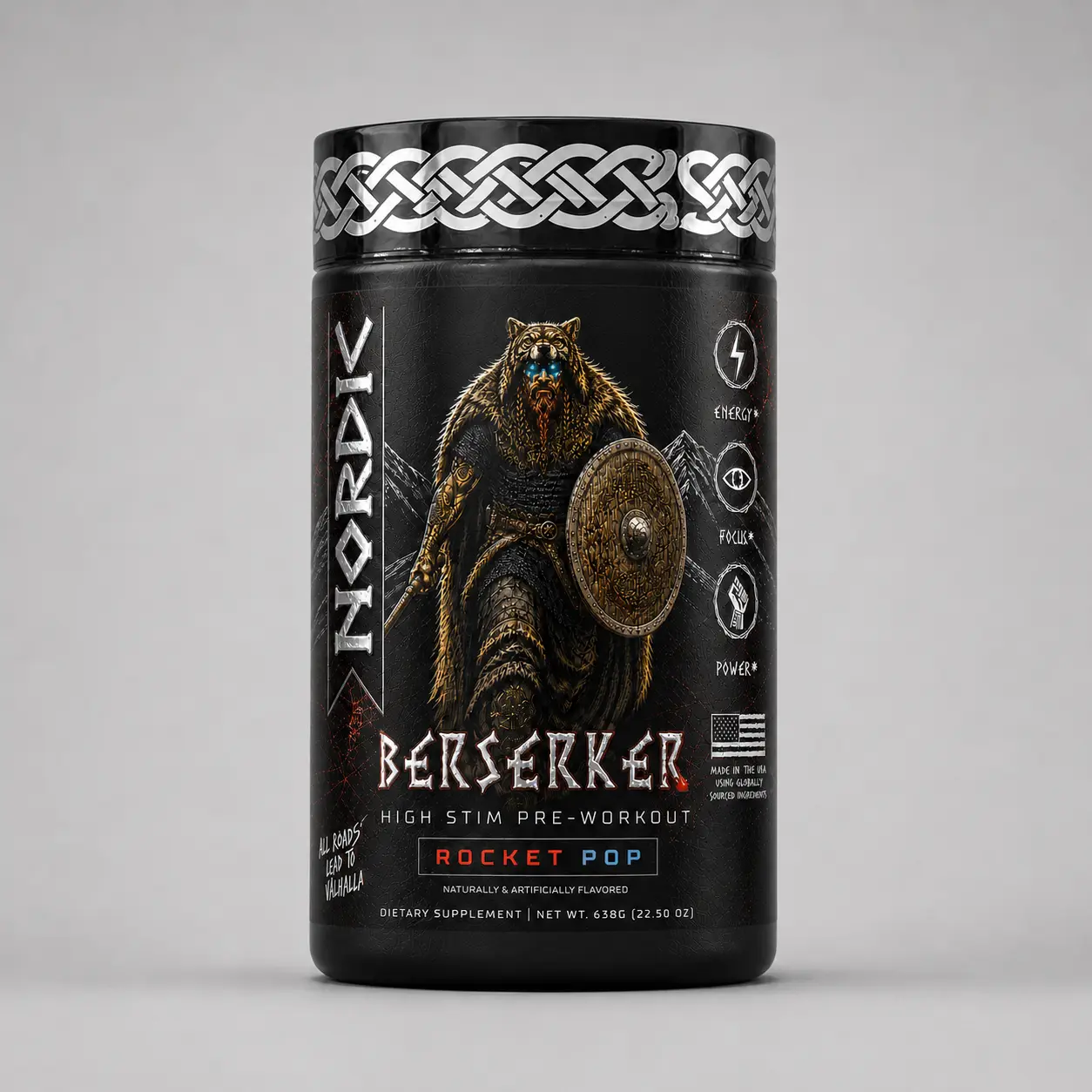 Berserker High-Stim Preworkout Supplement - Rocket Pop Flavor, Energy Boost for Sports & Outdoor Fitness, Training Aid