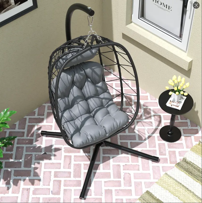 Yitahome Hanging Egg Chair with Stand Swing Chair Wicker Indoor Outdoor Hammock Egg Chair with Cushions for Patio, Bedroom, Garden and Balcony