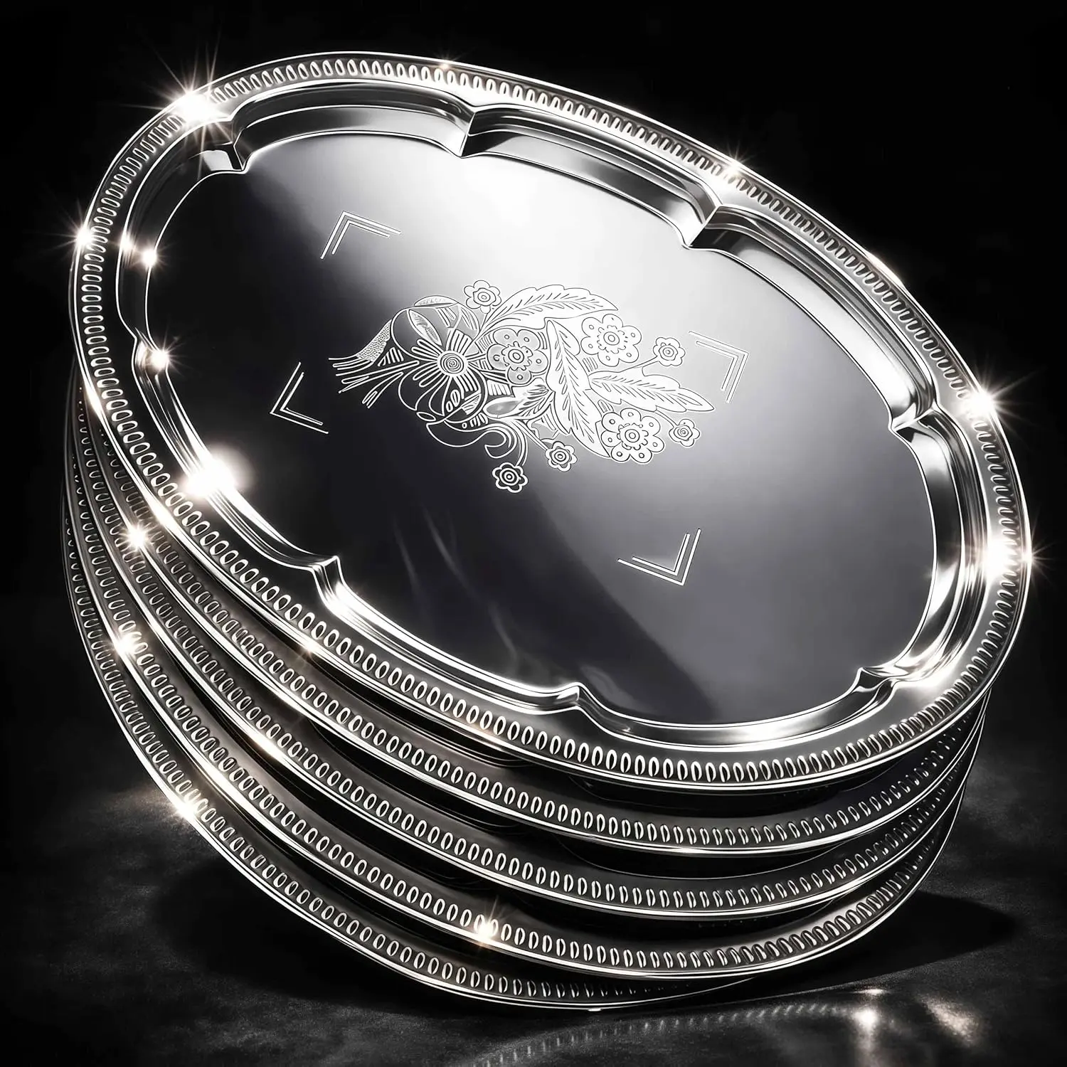 Oval Floral Engraved