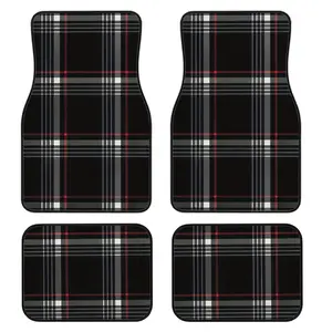 4-Piece Vintage British Checkered Car Floor Mats Set, Car Accessories, Universal Fit for All Vehicles, Easy Clean, Comfortable and Protective