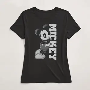 Women's Mickey & Friends Black and White Mickey Mouse T-Shirt