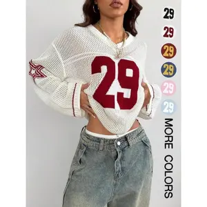 Hollow Football Y2k Sweater Women Streetwear Retro Fashion Pullover Knitted Sweater Girls Knitwear Tops Women_s & Men_s Couple Same Style Knit_yythGift