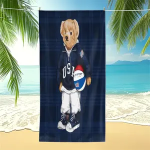 Summer sun protection beach towel with teddy bear print pattern, multifunctional shawl and large-sized accessories suitable for all seasons, suitable for personal use and gift giving