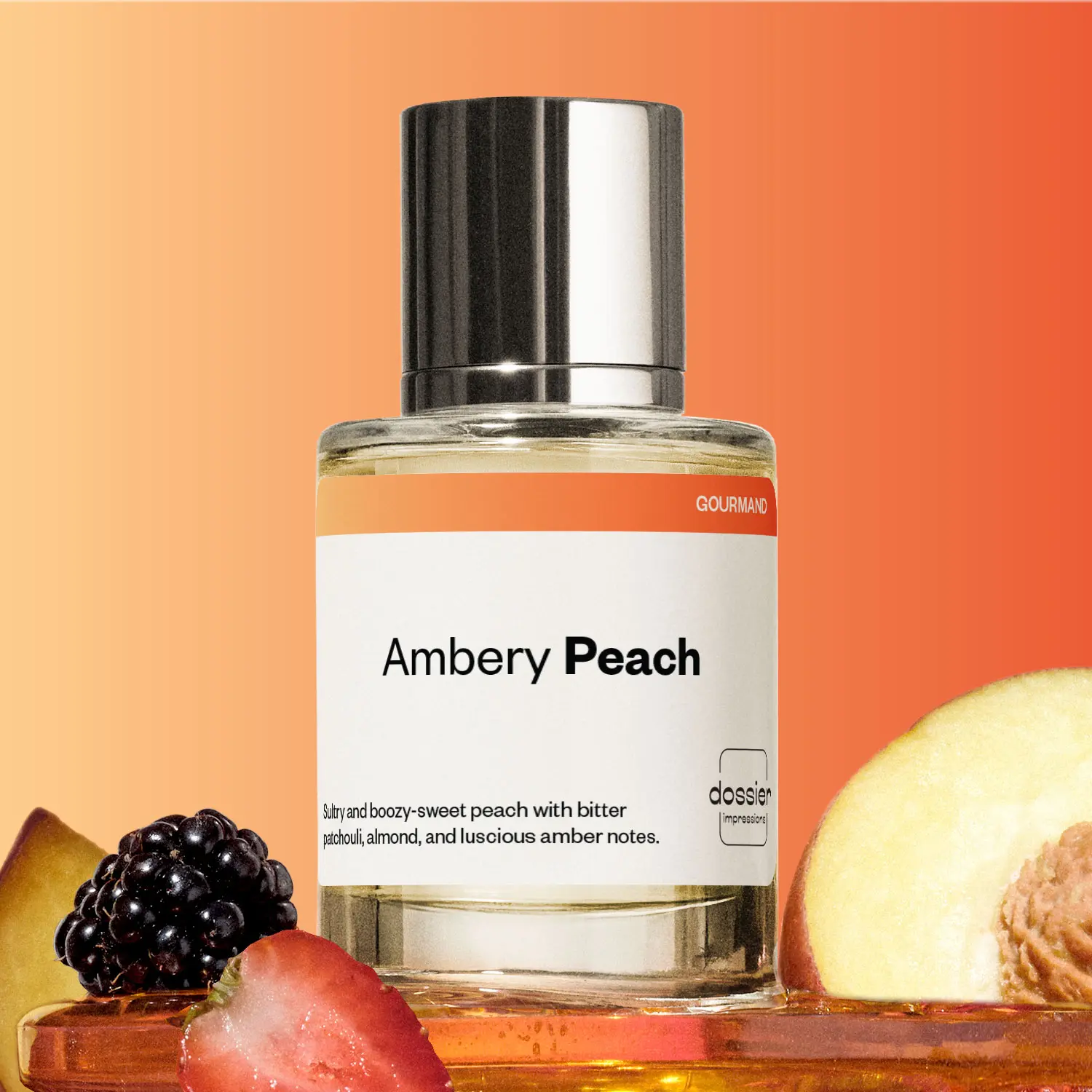 Ambery Peach, Dossier, Women Perfume, Eau de Parfum, 50ml, PEach, Organge, Cardamom, Jasmine, Rum, Vetiver, Patchouli, Vanilla, Oakmoss, Tonka Bean