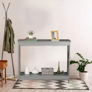 JupiterForce Console Table Modern Accent Side Stand Sofa Espresso Display Storage Shelf Grey