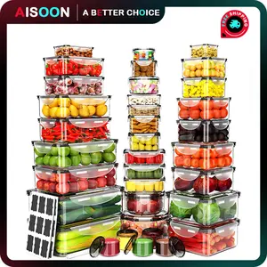 AISOON 50/40/24 PCS Food Storage Containers with Lids, Airtight, Leakproof, BPA-Free, Stackable Meal Prep Containers – Microwave, Freezer, Dishwasher & Oven Safe Kitchen Organization Utensils