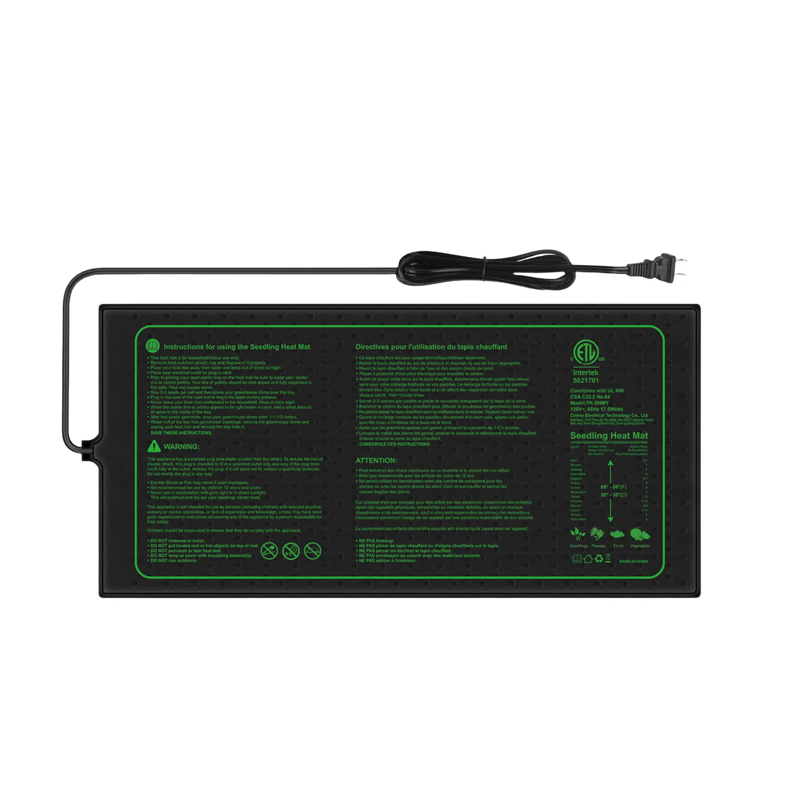 Seedling heating mats in multiple sizes, greenhouse heaters, seedling heating pads, thermostats, plant heating mats, seed germination, mini greenhouse heaters, hydroponics, pressure-point technology, easy storage, wrinkle-free, even heating, waterproof