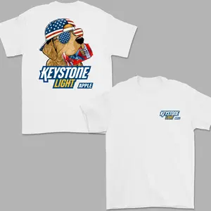 Funny Keystone Light Apple Hunting Golden Dog Beer 4th of July T-Shirt, Golden Retriever with Beer Can Graphic, Funny Drinking Shirt, Gift for Beer & Dog Lovers, Gifts for Men and Women, Trendy Shirt, Casual Streetwear, Men's T-shirts, Men Gifts