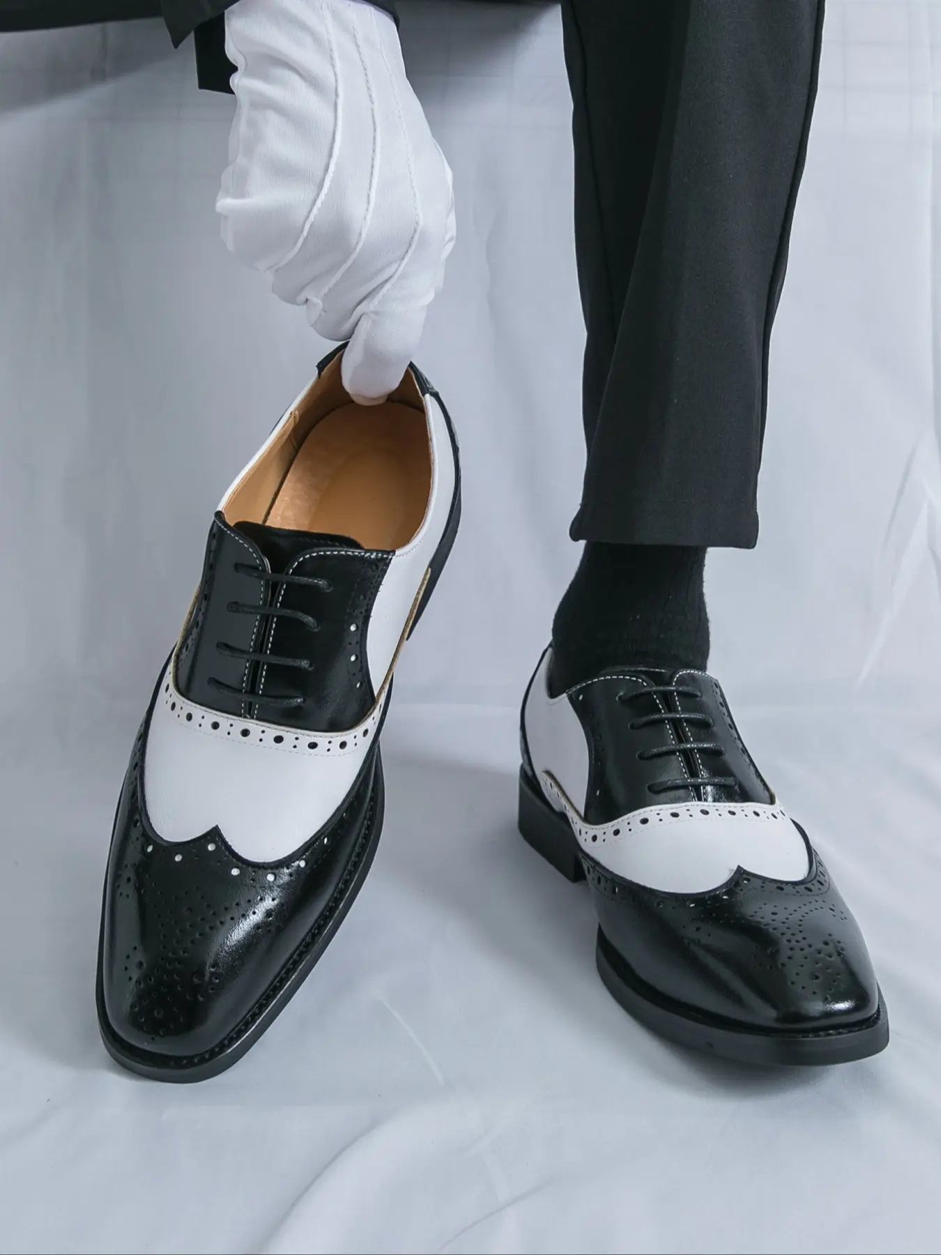 Men's Block Carved PU Leather Shoes, Business Formal Office Casual Party Shoes, Large Size Trendy Wedding Groom Shoes