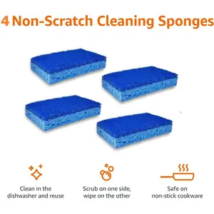 4 pcs Kitchen Cleaning Sponge , Dish Towel, Scouring Pad, Eco-friendly Anti-scrach Dishware Scrubber Double-sided Dishes Scrub Sponge, Modern Simple Multi-function Kitchen Water Absorbent Dishes Sponge, for Dish, Pot & Pan