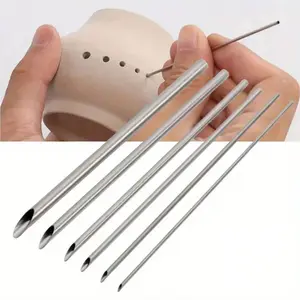 6-Piece Stainless Steel Sculpting and Piercing Tool Set for Ceramic and Polymer Clay, Precision Carving, Cutting, and Shaping Tools for Artisans, Polymer Modeling Clay Tool