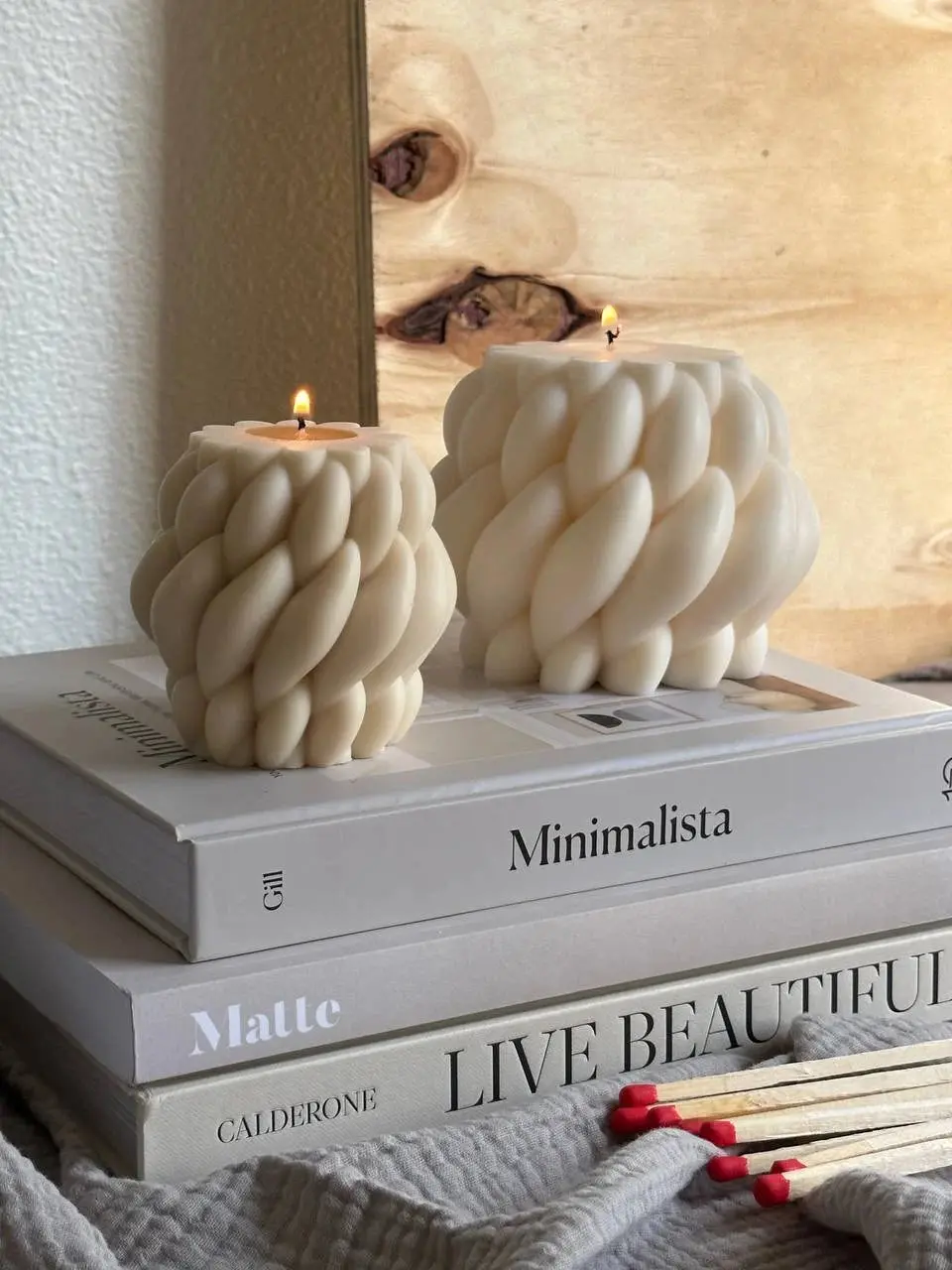 Huge Knit Pillar Candle: Homemade Soy Wax Twisted Knot Candle