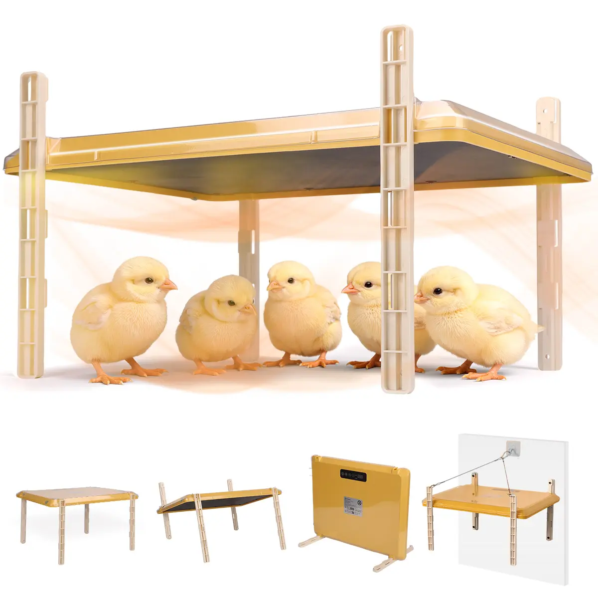 Chicken Coop Heater, 16" x 12" Warmer Brooder Heater for Chicks, Baby Chick Brooder Heating Plate with Adjustable Height and Angle, Chicken Brooder Plate