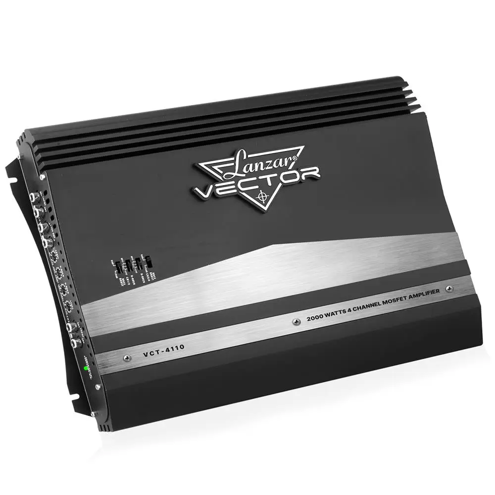 4-Channel Stereo Power Amplifier for Car Audio - 2000W MOSFET Vector Series Vehicle Amplifier, Slim Design, Bass Boost, 2x30A Maxi Type Fuse, 4 Ohms Compatibility, 10.63''w x1.78''h x14.02''l, Instruction Manual