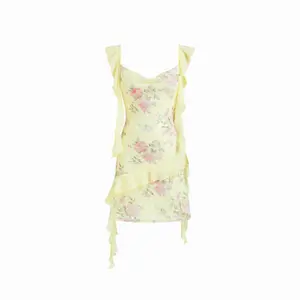 Cider Lace Floral Sweetheart Ruffle Sleeve A-line Mini Dress
