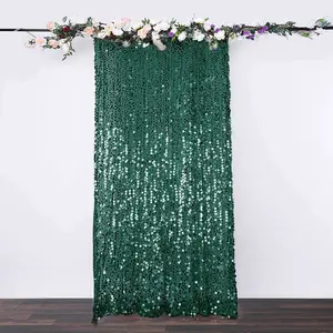 Hunter Emerald Green Big Payette Sequin Backdrop Drape Curtain, Photo Booth Event Divider Panel - 8ftx8ft