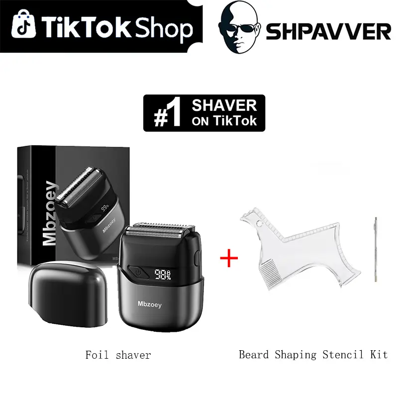Mbzoey Adults' Dual Head Vacuum Beard Trimmer Shaver - Stainless Steel Floating Head, IPX7 Waterproof Cordless Rechargeable Wet-Dry Mini Compact Travel Grooming Tool for Smooth Shaves