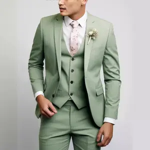 Men's new three-piece suit suit slim-fitting two-button groom's wedding dress suit