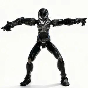 Action Figure Dummy 6 inch Version - Detailed Black Suit Design & Poseable Features Dummy13 Symbiote Armor Edition Fully Articulated for Dynamic Poses Toy Figures