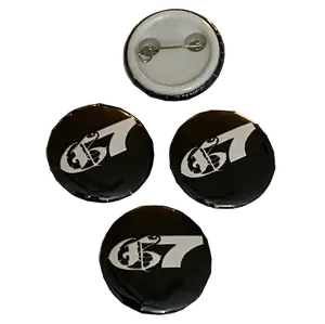 G7 Pins 1.25 inch Black Round Buttons with White Logo for Clothing Accessories