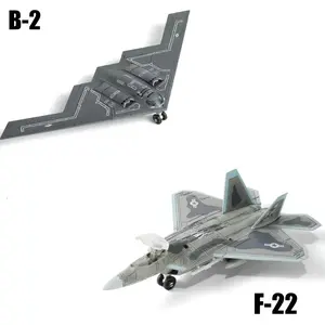 Collector Edition 1:200 Scale Bomber & 1:100 Scale F-22 Fighter Jet Airplane Models, Easy Assembly Military Aircraft Display Pieces