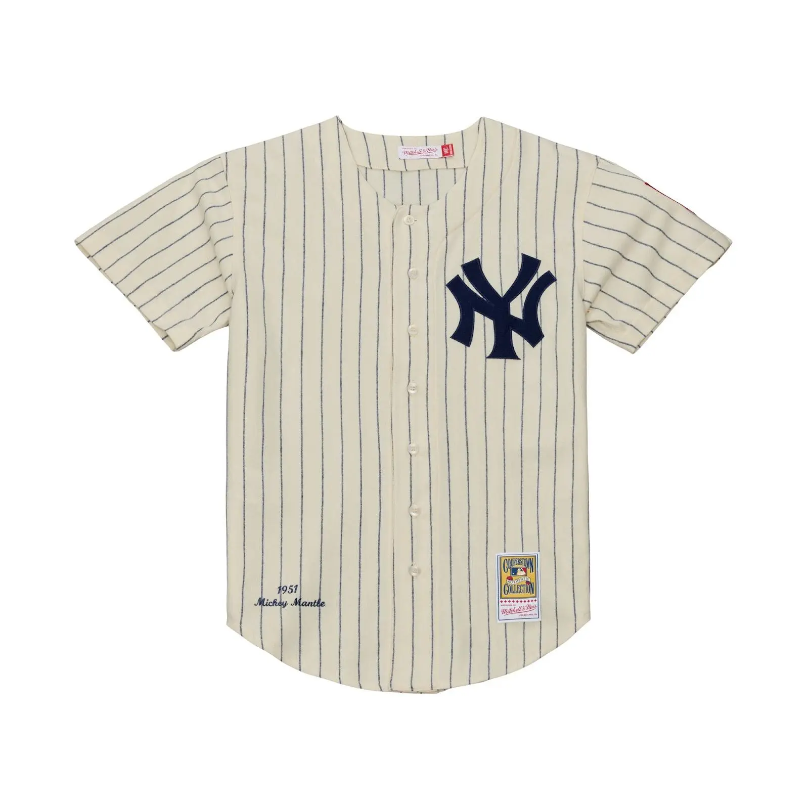Mickey Mantle New York Yankees 1951 Cream Authentic Jersey MLB Throwback Baseball Cooperstown Fan Gear Mitchell & Ness