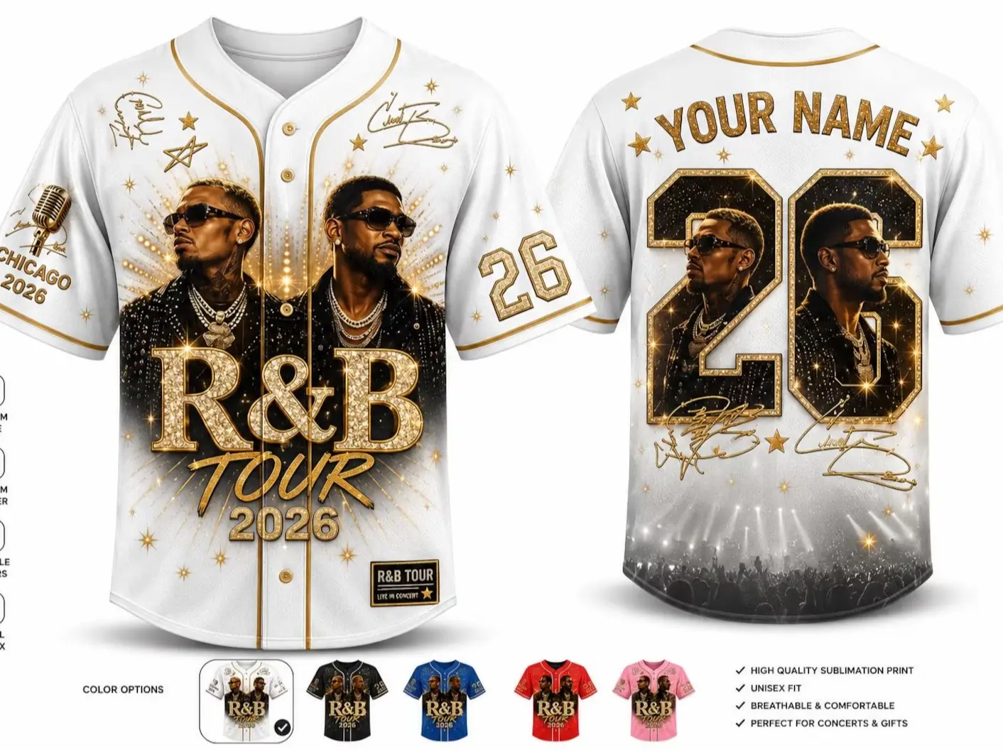 R&B Music Fan Baseball Jersey – Custom Name, State & Number, Urban Concert Outfit, Unisex Fan Apparel
