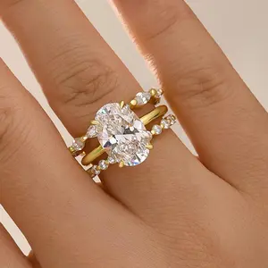 Maxine CZ 4.5ct Oval Cut 3PC Engagement Ring Set,Bridal Ring Set,5A Cubic Zirconia Women's Ring Jewelry,Wedding Ring Set for Daily,Travel,Proposal,Birthday,Anniversary