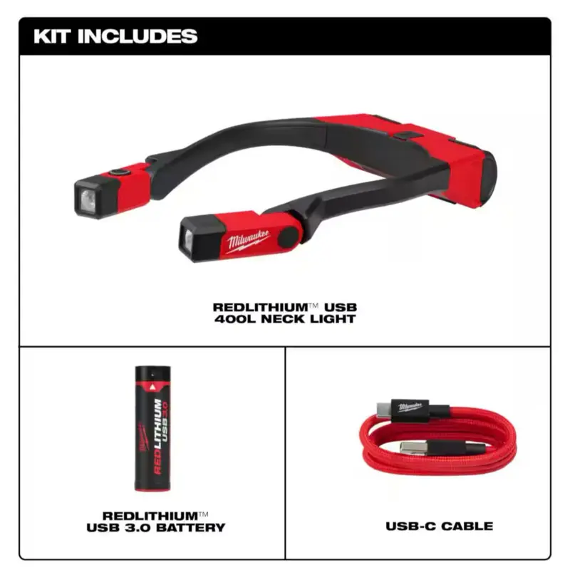 Milwaukee 400 Lumens LED REDLITHIUM Rechargeable Neck Light