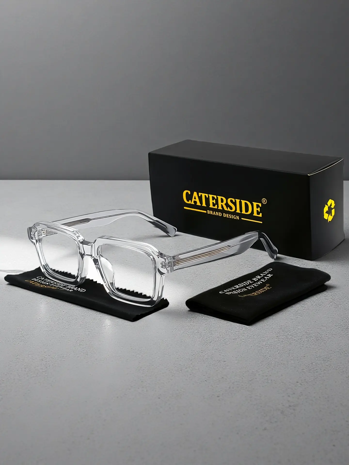 Caterside Classic Acetate Square Frame Glasses, Lightweight Durable Retro Style, Unisex Casual Fashion for All Seasons, Fashion Eyewear