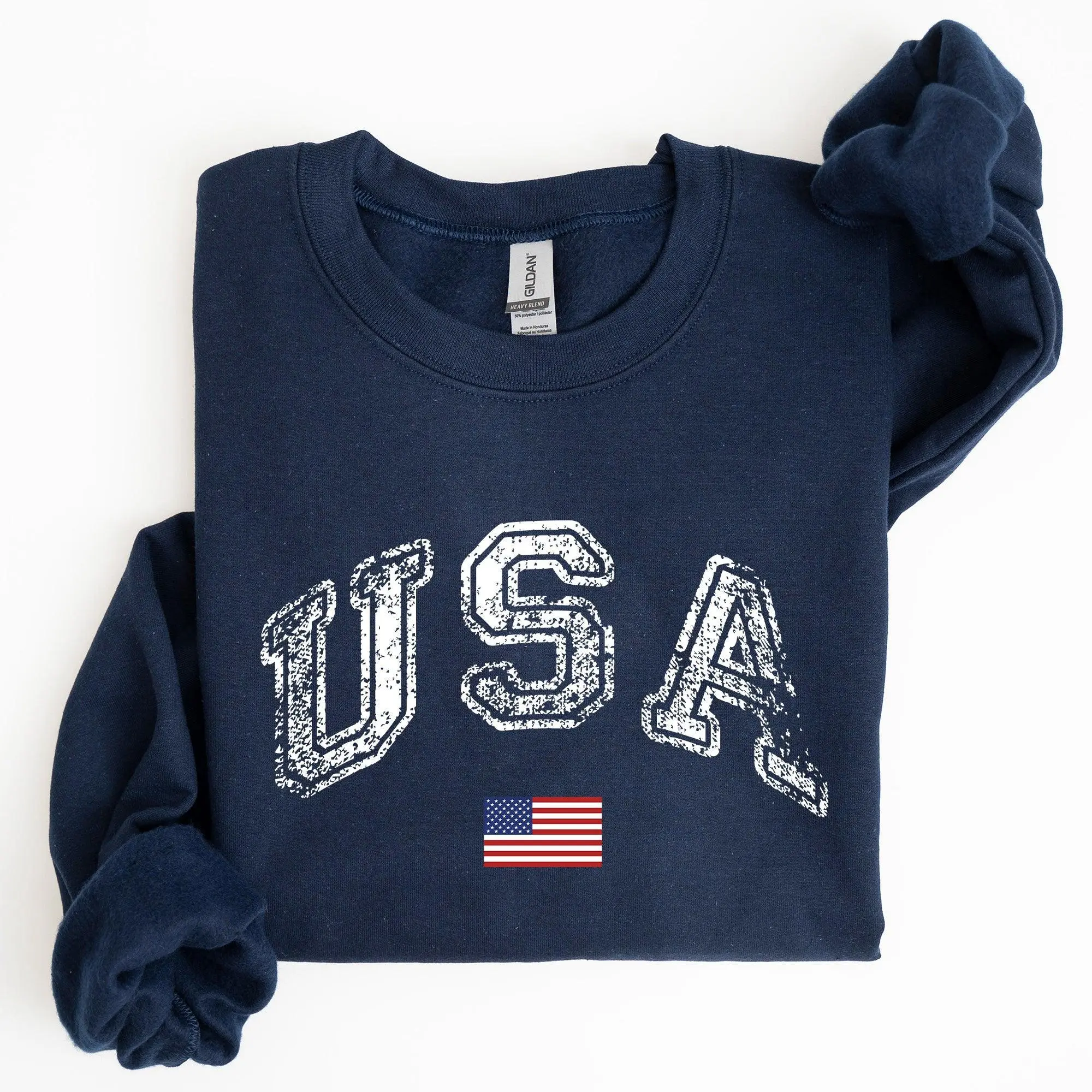 Vintage USA Crewneck, Retro Flag, America, 4th of July Sweatshirt, Women's Crew Neck, Independence Day, Patriotic Shirt