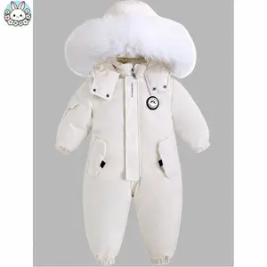 ABC-Winter One-Piece Snowsuit for Infants and Toddlers - Full-Zip Hooded Snowsuit with Faux Fur Trim, Suitable for Cold Weather Skiing, Playground, and Daily Winter Wear - Easy-Zip Closure for Boys and Girls, Baby Winter Clothing