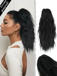 High-Quality Medium Length Wavy Ponytail Extension, 18 Inch Clip-In Hairpiece, Soft Heat Resistant Synthetic Fiber, Daily Use for Women, Synthetic Hair Pieces