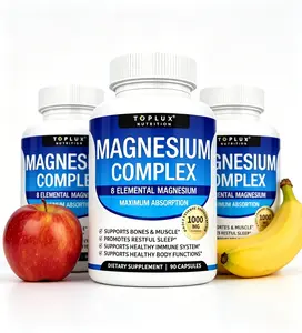 All-in-One Fitness Healthcare Supplement Fitness Recovery & Brain Health Booster, Magnesium Complex 1000mg with 8 Complete Elemental Magnesium, Edible Daily Healthcare Vitamin, 90 Capsules