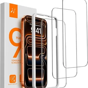 3 Pack Protective Tempered Screen Film for iPhone 17 Pro Max，16 Plus，15/14/13/12/11，[9H+ Tempered Glass] [Easy Installation Frame][Military-Grade Drop Protection] HD Clear, Transparent, Anti-Scratch, Bubble Free Accessories